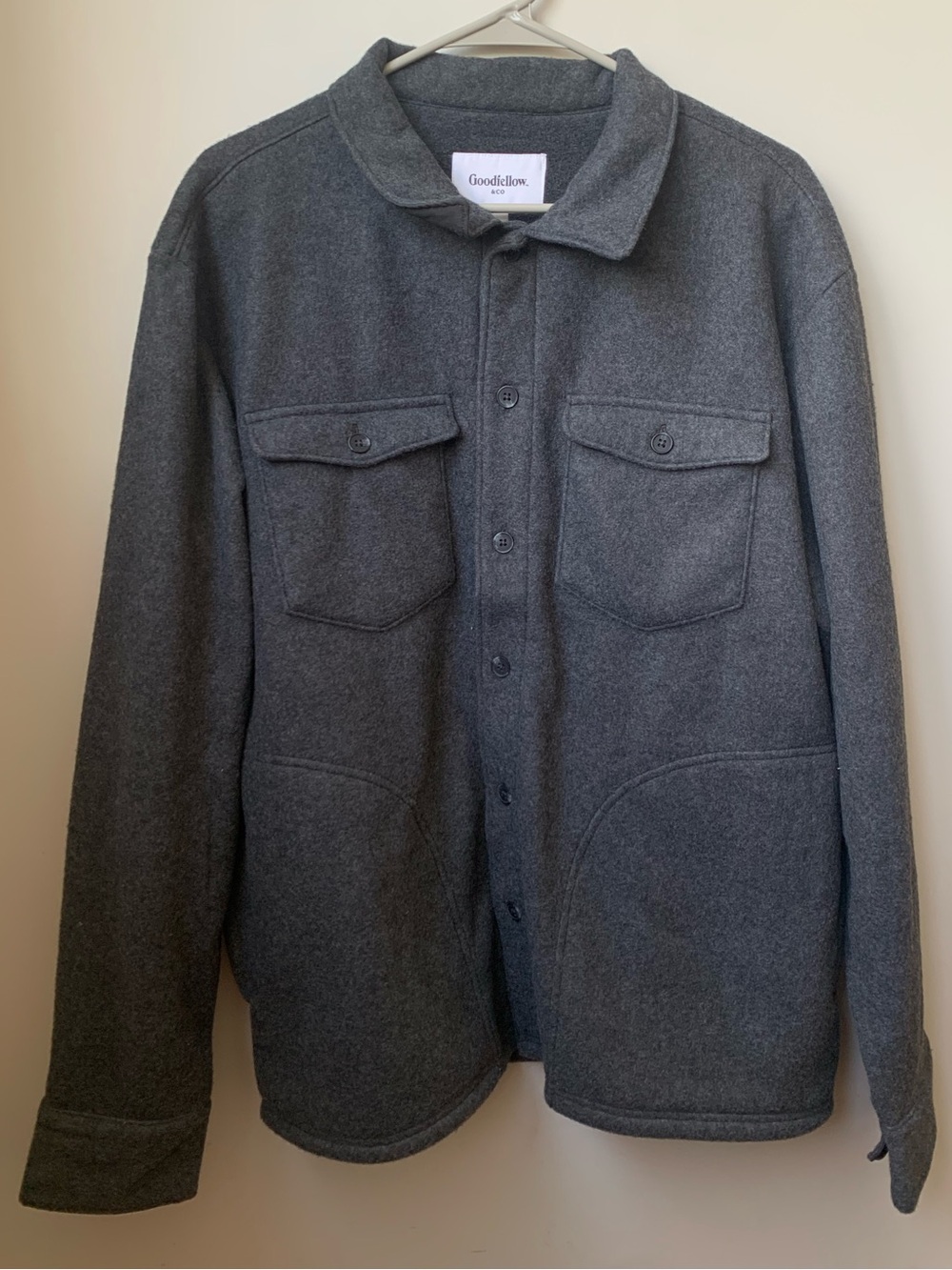 GOODFELLOW & CO Men’s Dark Charcoal Gray Soft Flannel Button Down Shirt Jacket - Picture 8 of 9
